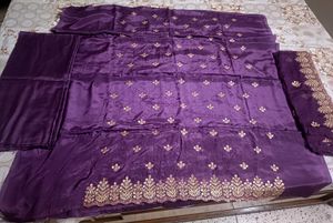 Beautiful Purple Embroidered Crepe Suit Set