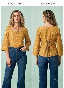 Yellow Printed Kurta