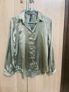 Silky Green Button-Up Shirt