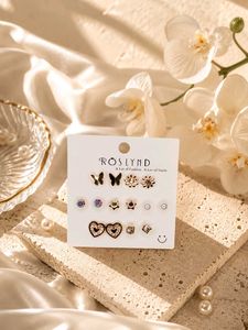 Cute Bow &amp; Heart Stud Earrings Set
