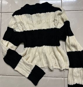 Striped cropped sweater