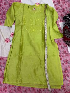 Lime Green Embroidered Kurta