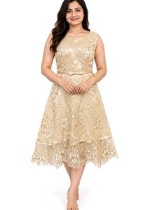 Elegant Lace Overlay Midi Dress