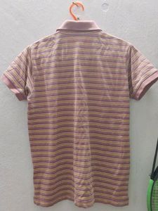 Striped Button-Down Polo Top