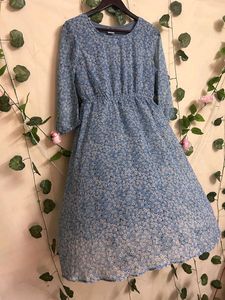 Blue Floral Print Maxi Dress