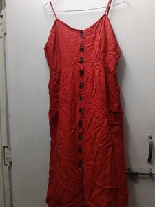 Red Button-Up Cami Dress