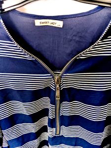 blue Zip-Up top with free jeans