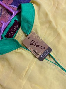 Beautiful Yellow Kurta with Teal Embroidery