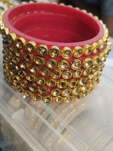 Rajwadi Red And Golden.Side Bangles