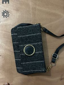 Stylish Black Woven Crossbody Bag