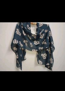 Floral Print Dupatta/Scarf blue white