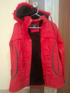 Red Fur Hooded Winter Jacket