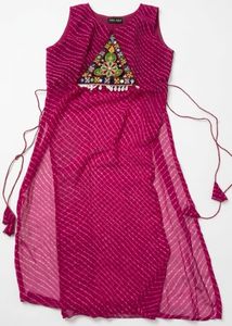 Magenta Embroidered  Kurti