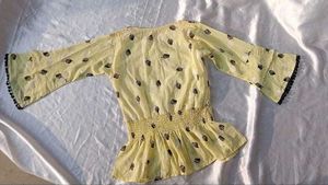 Lemon Yellow Printed Top