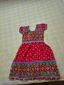 Red Embroidered Girls Dress