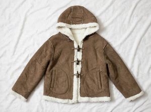 Brown Shearling Hooded Fur Jacket