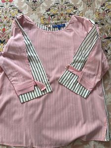 Pink White And Black Stripes Top