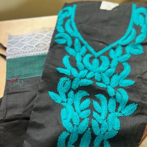 Elegant Black Kurti with Teal Embroidery