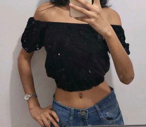 Black off shoulder crop top