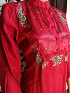 Red Kurti Set With Pants
