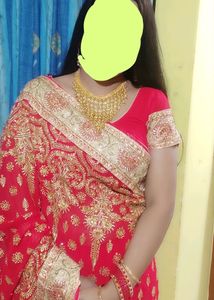 Red Heavy Work Stone Gorgeous Saree