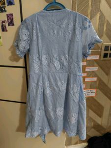 Lace Sky-blue nighty dress