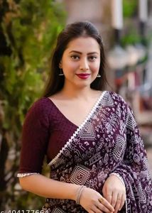 Elegant Maroon & White Printed Saree