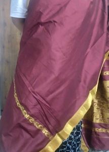 Elegant Maroon &amp; Golden Saree