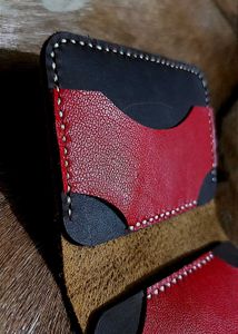 Handmade Red &amp; Black Leather Wallet