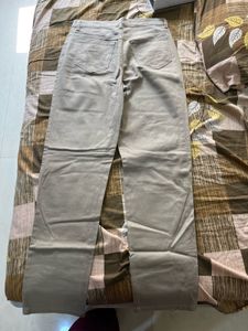 Beige Straight Leg Denim Jeans