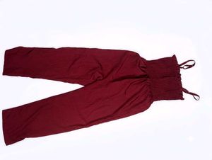 Maroon Smocked Jumpsuit