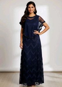 brand new Elegant Navy Lace Overlay Dress