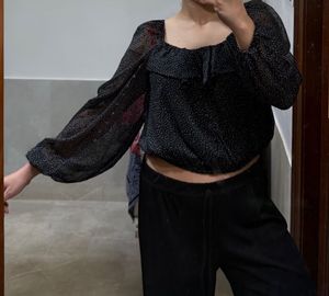 Chic Polka Dot Sheer Top