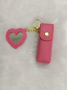 Heart Mirror Keychain mini lipstick holder