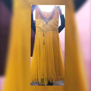 WOMEN'S BEAUTIFUL MAXI DRESH,PARTY,HALDI(MUSTARD)