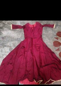 Elegant Maroon Embroidered Gown