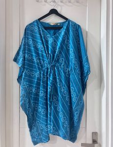 Teal Bandhani Print Kaftan Dress/Top