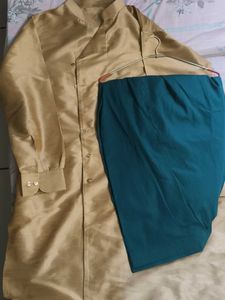 Elegant Golden khadi Silk Kurta Set for Men