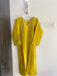Yellow Embroidered Kurta