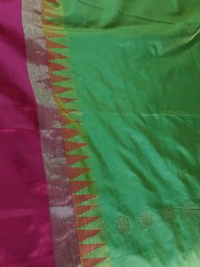 Parrot green Cotton silk Saree with Blouse