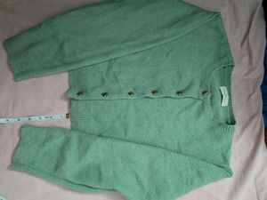 Mint Green Cardigan with Heart Buttons