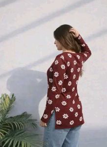 Maroon Floral Tunic Top