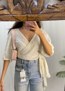 Textured Wrap Top