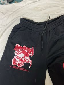 Graphic Print Black Sweatpants
