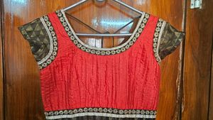 Beautiful Red &amp; Black Embroidered anarkali