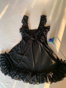 Elegant Black Lace Trim Dress