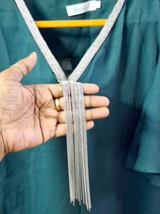 Elegant Teal Top with Silver Embellishment