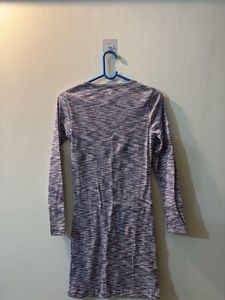 Ribbed Cut-Out Long Sleeve Dress
