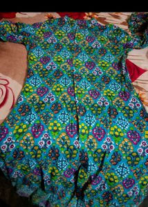 Vibrant Blue Floral Print Kurti