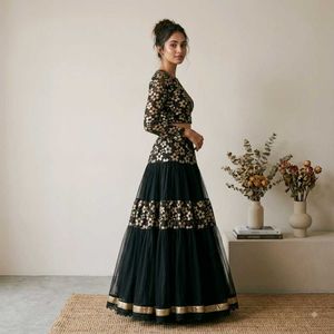 Elegant Black Floral Lehenga Set